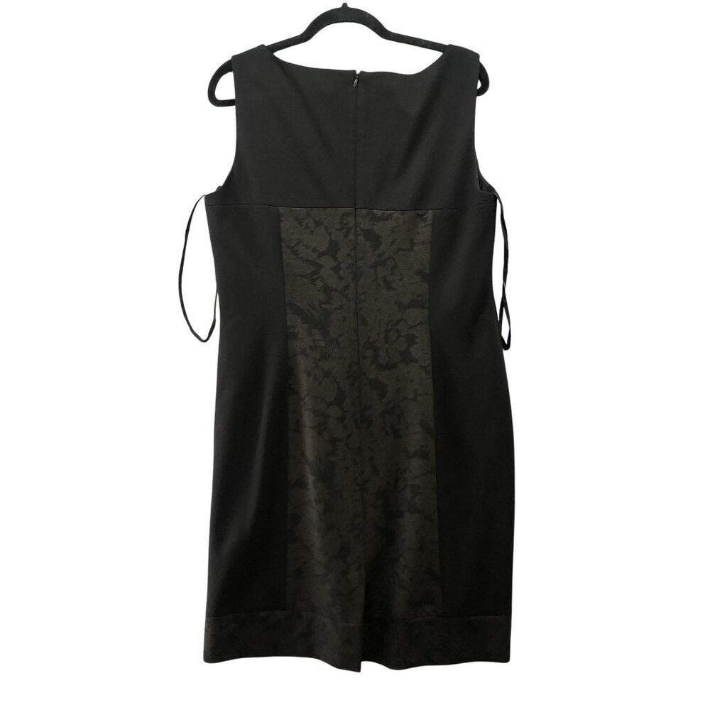 Tahari Arthur S Levine Dress Size 12 Sheath Black Brown Sleeveless Career‎ Ponte - Picture 2 of 10